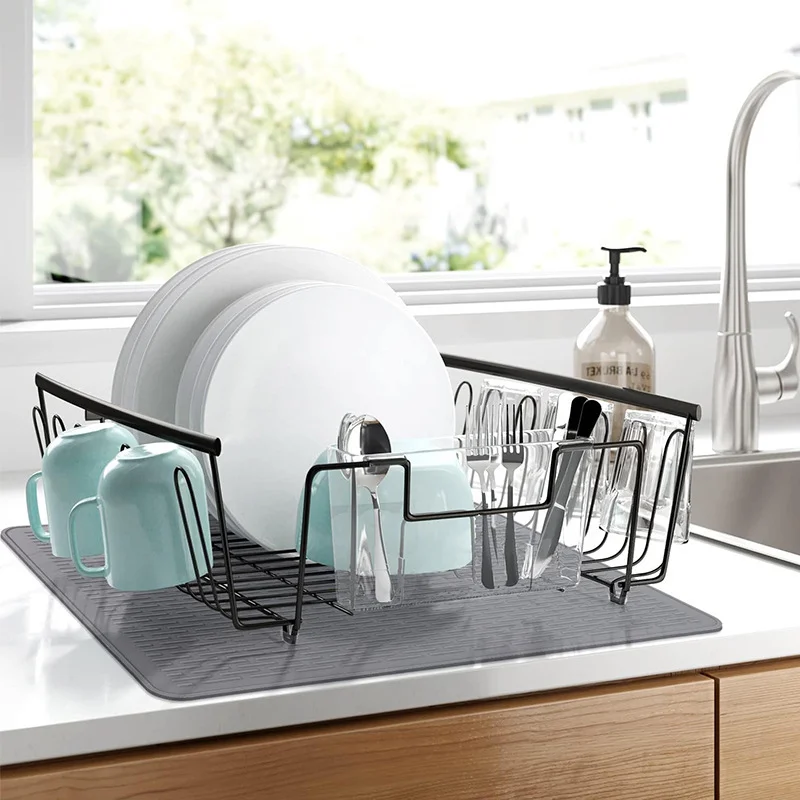 Multifunctional Kitchen Glass Tableware Silicone Drain Mat Collapsible Non-slip Placemat Large Size Silicone Kitchen Table Mat