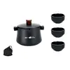 Juego de té negro oscuro + 3 tazas de té