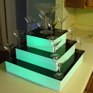 LED Pyramid Light Glow Tower Acrylic Cupcake Stand IP65 Rated Full Color Changing Modes Wedding & Holiday Decoration