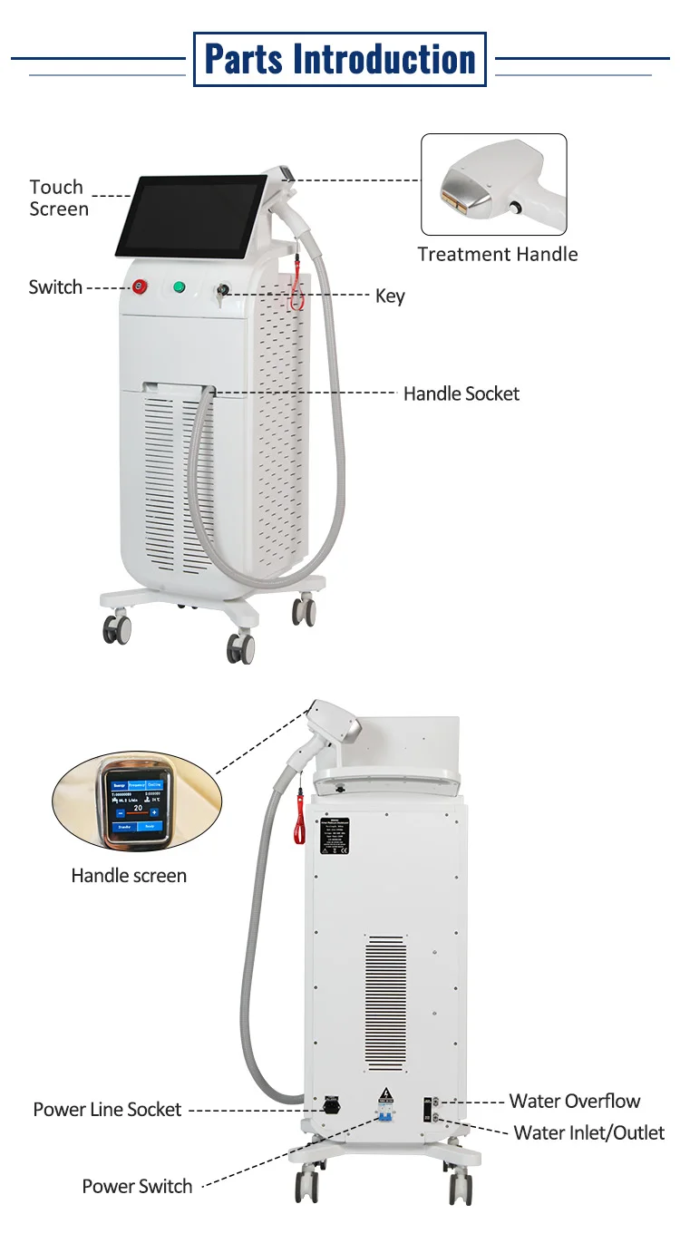 Professional 808nm Diode Laser Hair Removal Machine With 2500W Power Water Cooling 15.6inch Touch Screen
