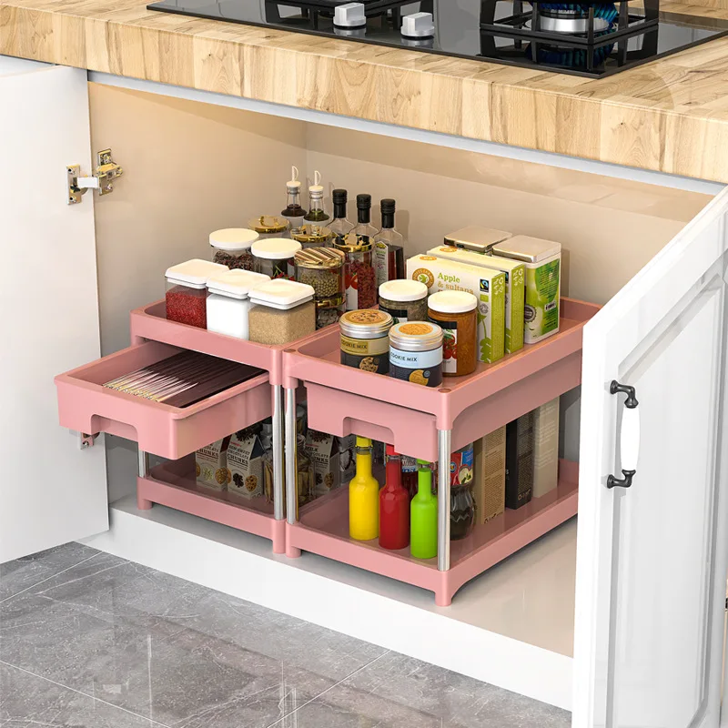Kitchen Drawer Storage Shelf Pull Out Spice Rack for Kitchen