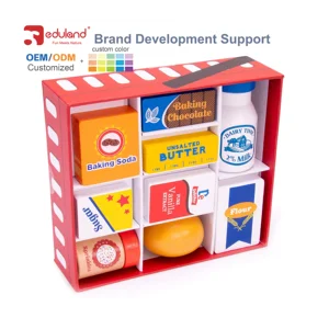 EDULAND Children's Wooden Cutting Breakfast Food Set Pretend Role Play Kitchen & Food Toys for Kids