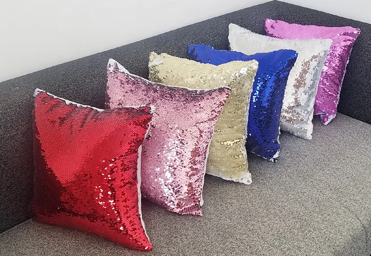Square Shape Custom Flip Sequin Cushion Cover Color Changing Sublimation  Pillow Case for Decoration