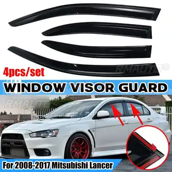 NEW 4 Pcs Black Car Side Window Visor Guard Vent Cover Trim Awnings Shelters Protection Guard For Mitsubishi Lancer 2008-2017