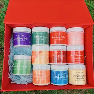 MOQ 100 SETS Fruit Flavor Scrub Black and Gold Body Lotion Butter with Your logo