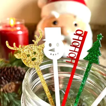 Christmas Drink Stirrers, Holiday Cocktail Sticks, Merry Christmas Swizzle  Sticks, Christmas Tree, Snowflake, Custom Drink Marker, Set of 12