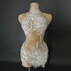 nude mesh with white sequins