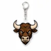 Mascota de toro fiero con cuernos.