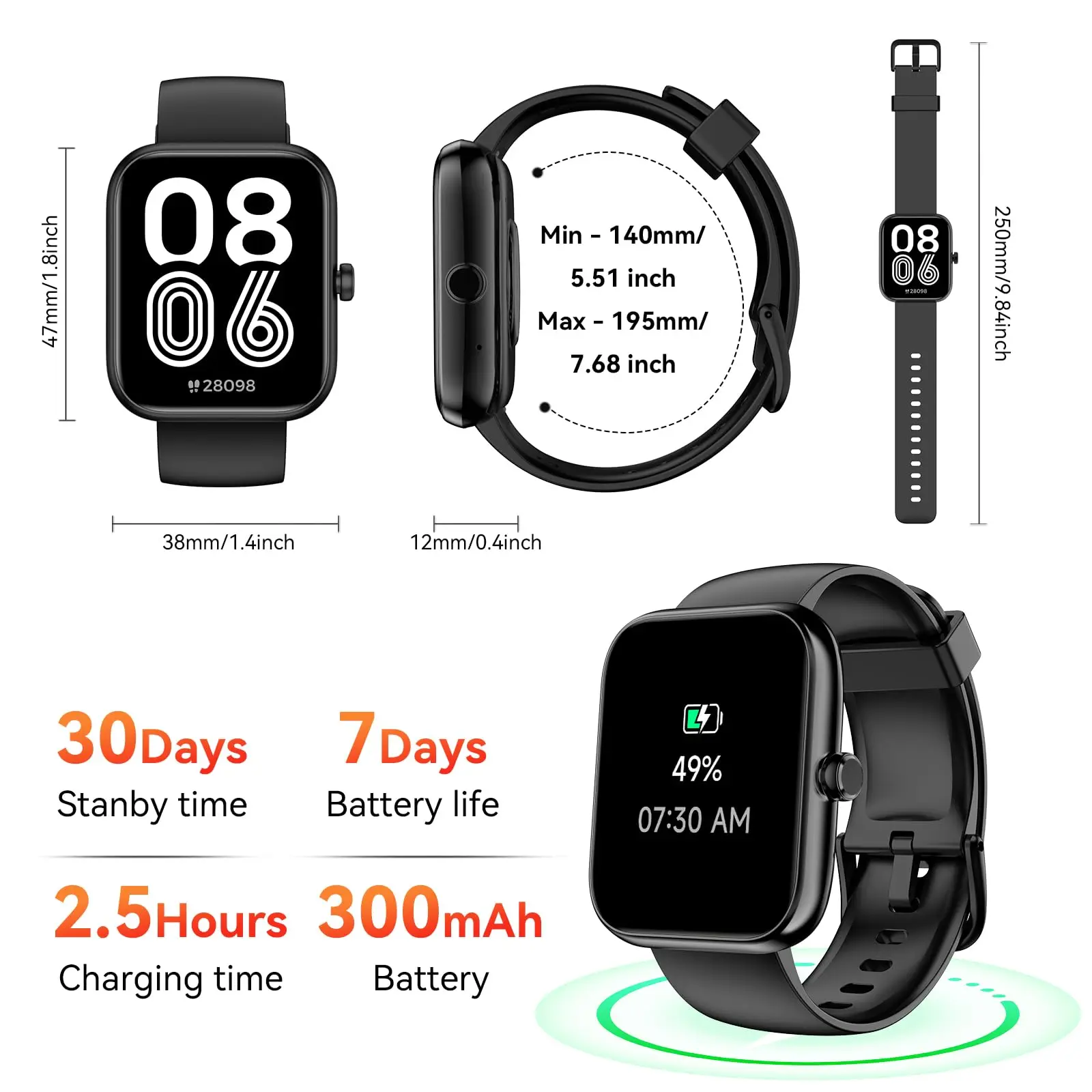 thumbnail image 2 of Bands For SENBONO IDW25 Smart Watch,Nylon Sport Wristband For SENBONO 2 of 12