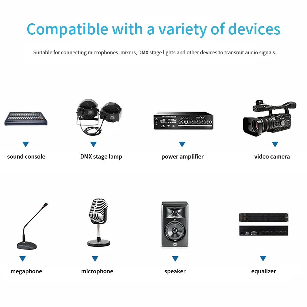 Dmx 5 Pin Xlr Mic Cable Male to Female Light Cable Xlr Connector 5 Pin for Professional Amplifier Stage Light Microphone