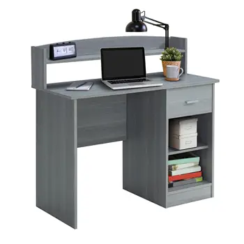MDF Computer DeskSet Up Corner Desk with Hutch 60 L  Grey Reclaimed Wood  Computer Desk Set Up Corner Desk with Hutch 60 L Grey