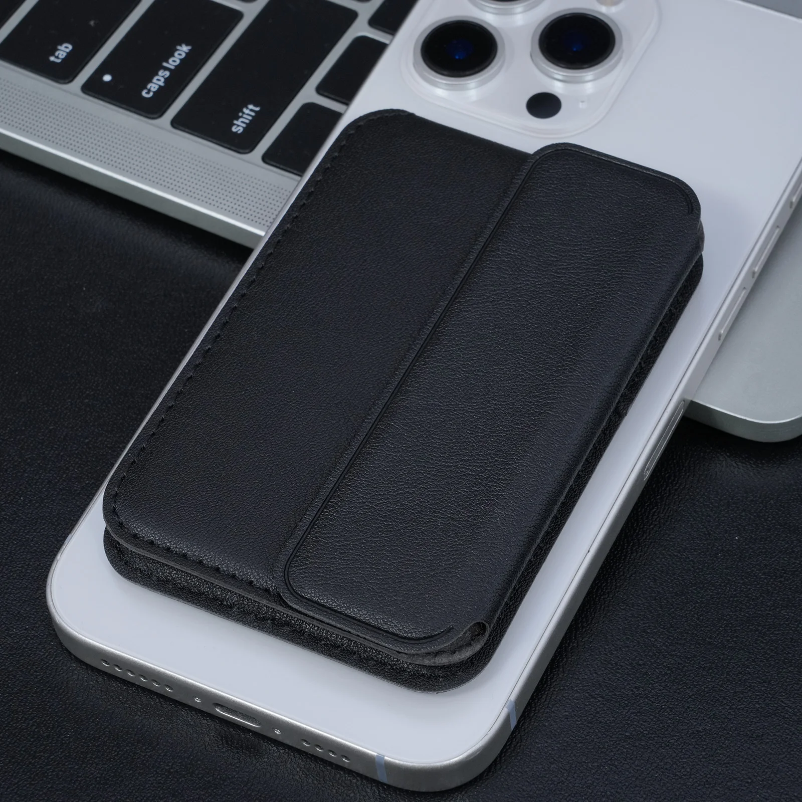 product compatible with magnetic pu folding lock card holder portable card slot n25 strong magnetic desktop stand-5