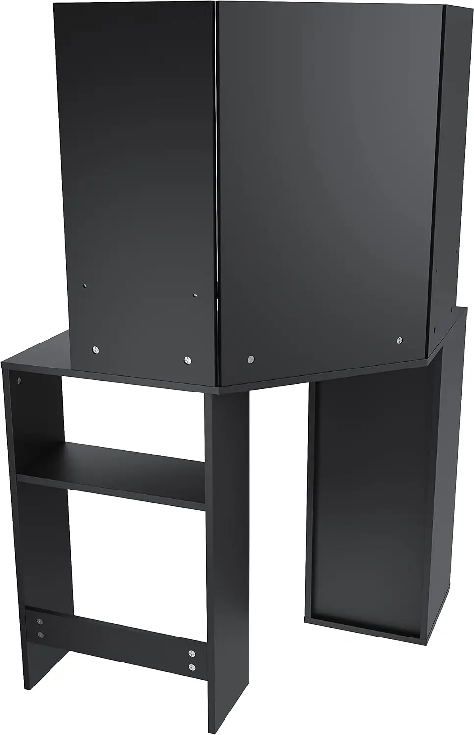 corner dressing table black Corner Computer Desk Triangle Writing Workstation with Storage Shelf-B   Level Up Desks