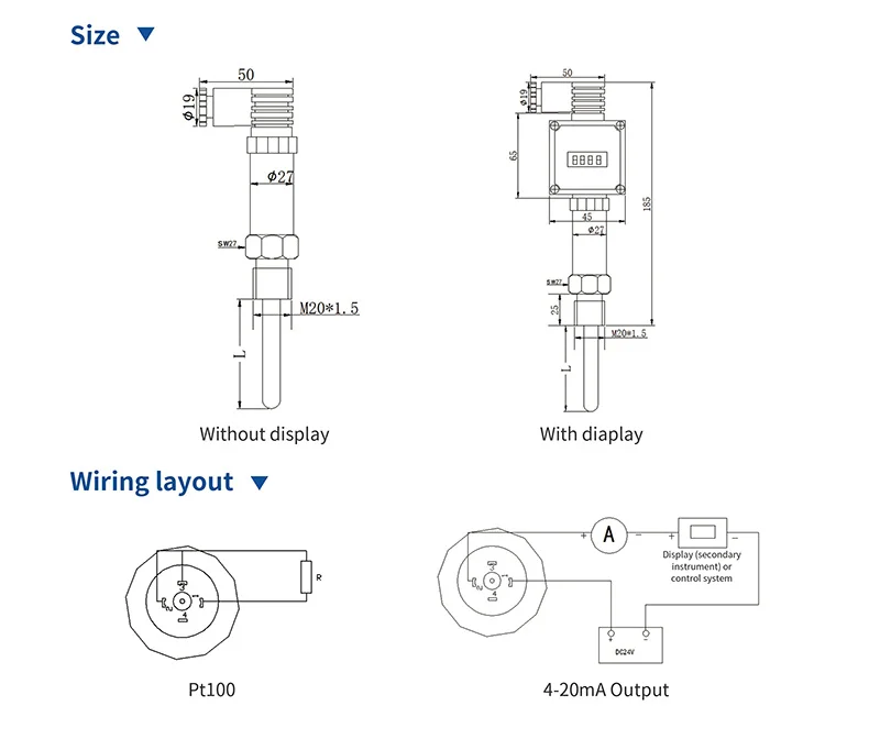 Plastic Temperature Transmitter Probe Customizable Thermocouple Therometer for Water Tank OEM & ODM Supported
