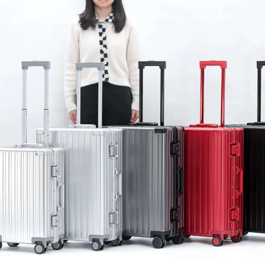 New Design All Aluminum Suitcase Luggage Fashionable Spinner Silent Wheels Waterproof TSA Lock Custom Acceptable