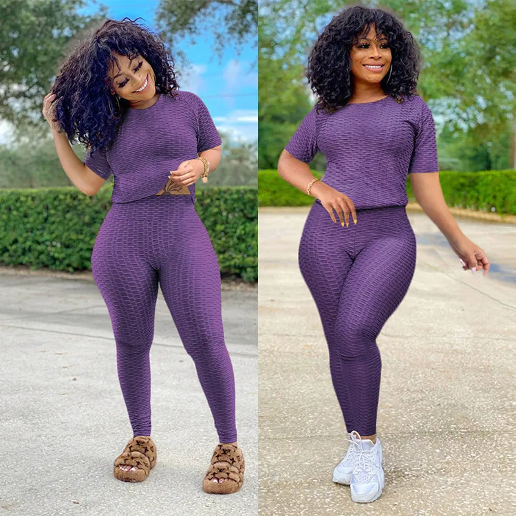 New Arrivals High Quality Women Fashion Clothing 2021 Spring Bodycon Two Piece Set Solid Color 2 Piece Set