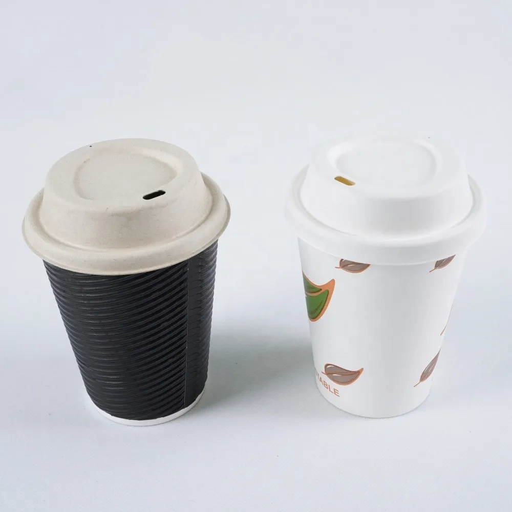 Cold Cups Emboss Logo Compostable Paper CPLA Soup Sugarcane Disposable Cup Lid