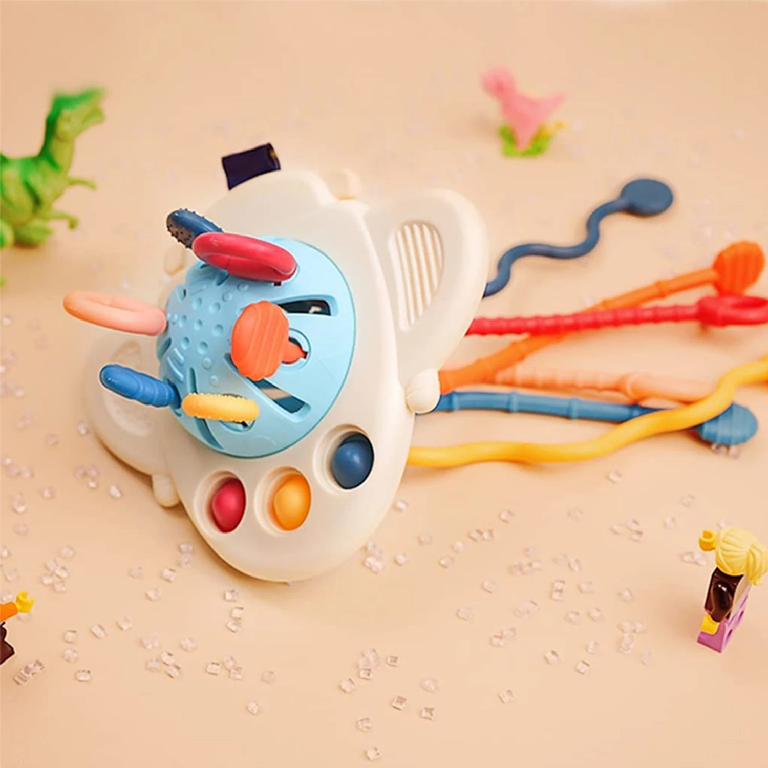 Magical String Interactive Silicone Pull String Interactive Baby Montessori Sensory Toys Baby ...
