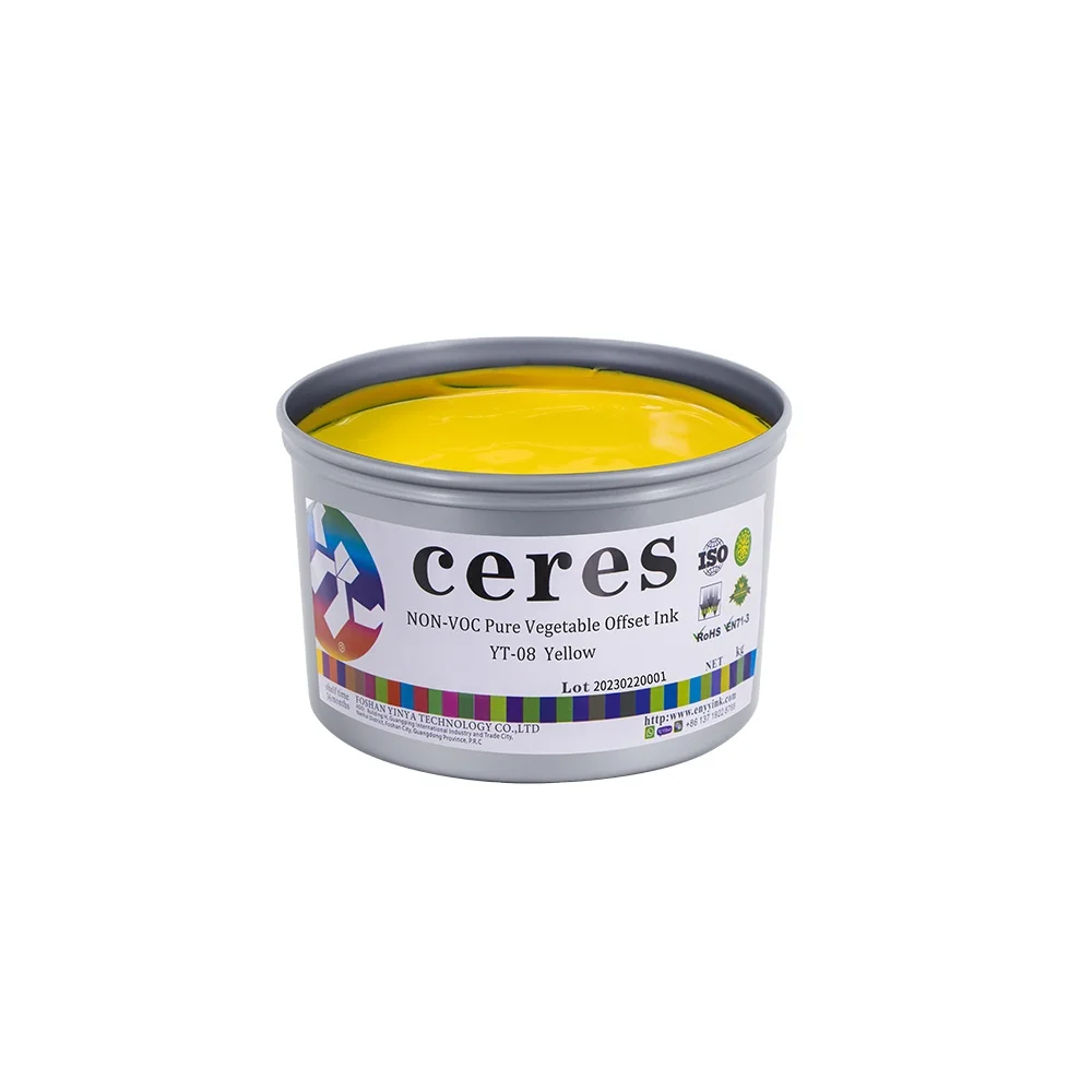 Ceres Top-rated Solvent Based Ink YT-08 Pure Vegetable Ink Yellow Cyan Black Magenta Offset Printing Ink From Plant