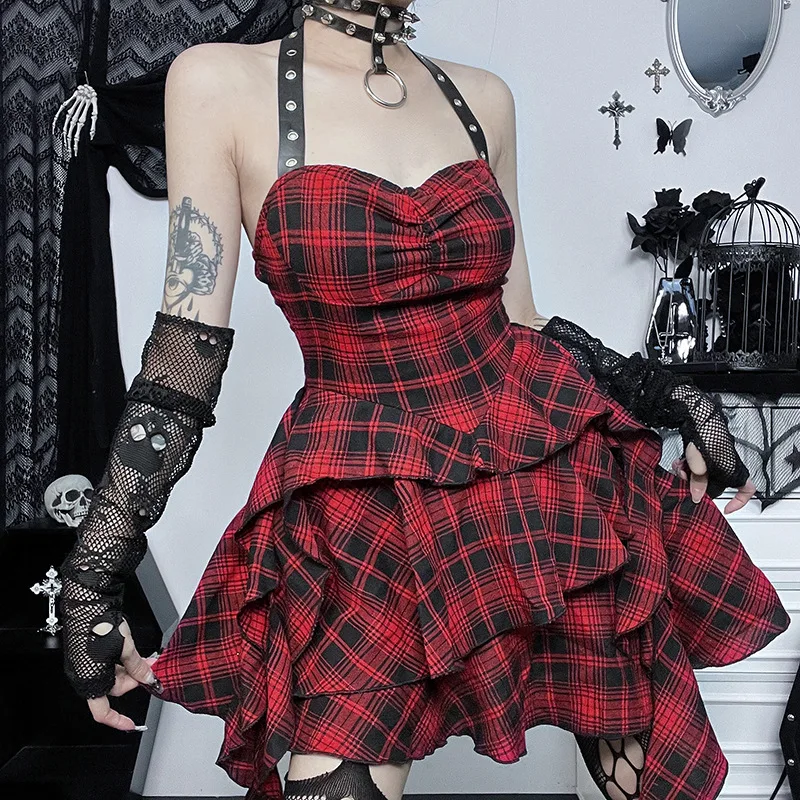 Gothic Lolita Red Plaid Dress - Perfect for Harajuku Style Gothic Lolita Red Plaid Dress - Perfect for Harajuku Style