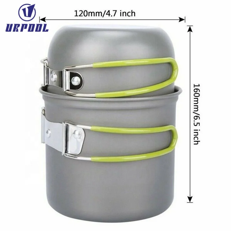 Durable Camping Cookware Set Backpacking Outdoor Camp Gear with Pots and Pans for Family Hiking Picnics