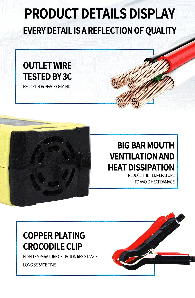 Automatic fast 12V car battery charger 12v 6a Maintenance-free deepcycle 12 volt trickle battery charger with pulse repair_19