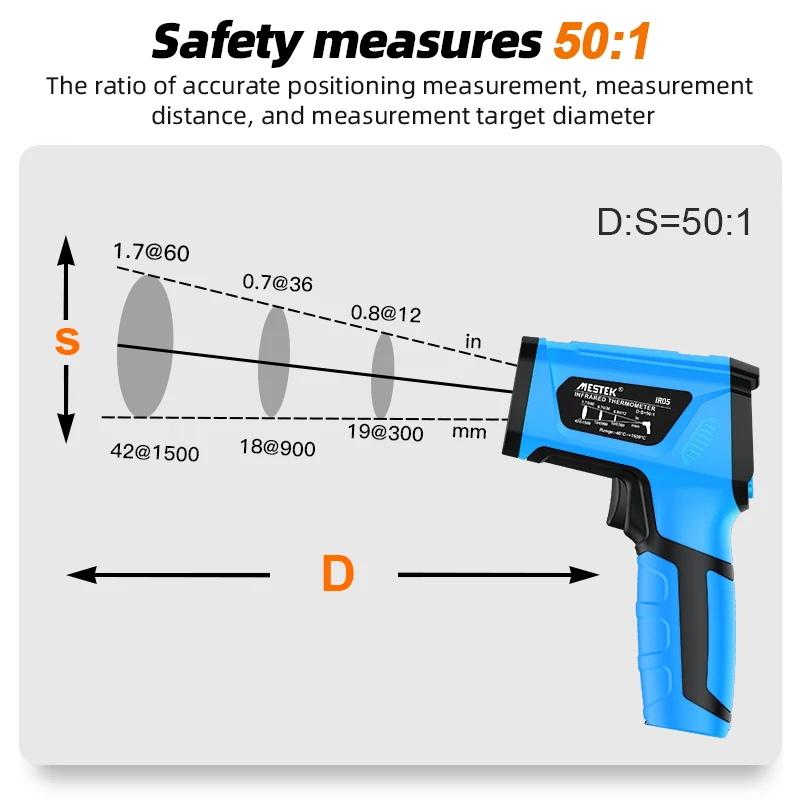 Mestek IR05 Pyrometer Digital Infrared Thermometer Gun Temperature Measurement Electronic Hygrometer Industry  Thermometer