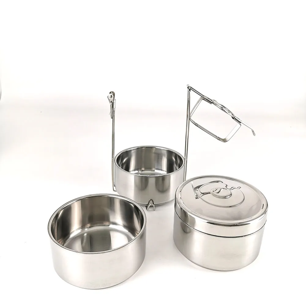 Promotion Gift 3 Layers Take Away Stainless Steel Insulated Hot Food Containers Keep Food Warm Bento Tiffin Box Lunch Box