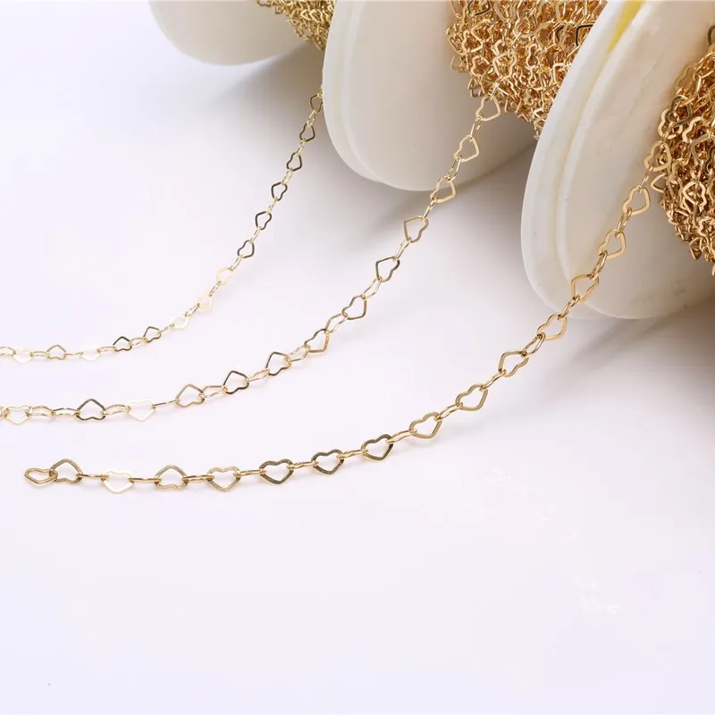Heart Chains DIY Jewelry Making Supplies 925 Sterling Silver 18k Gold  Filled Permanent Jewelry Making Wholesale Bulk Chain 