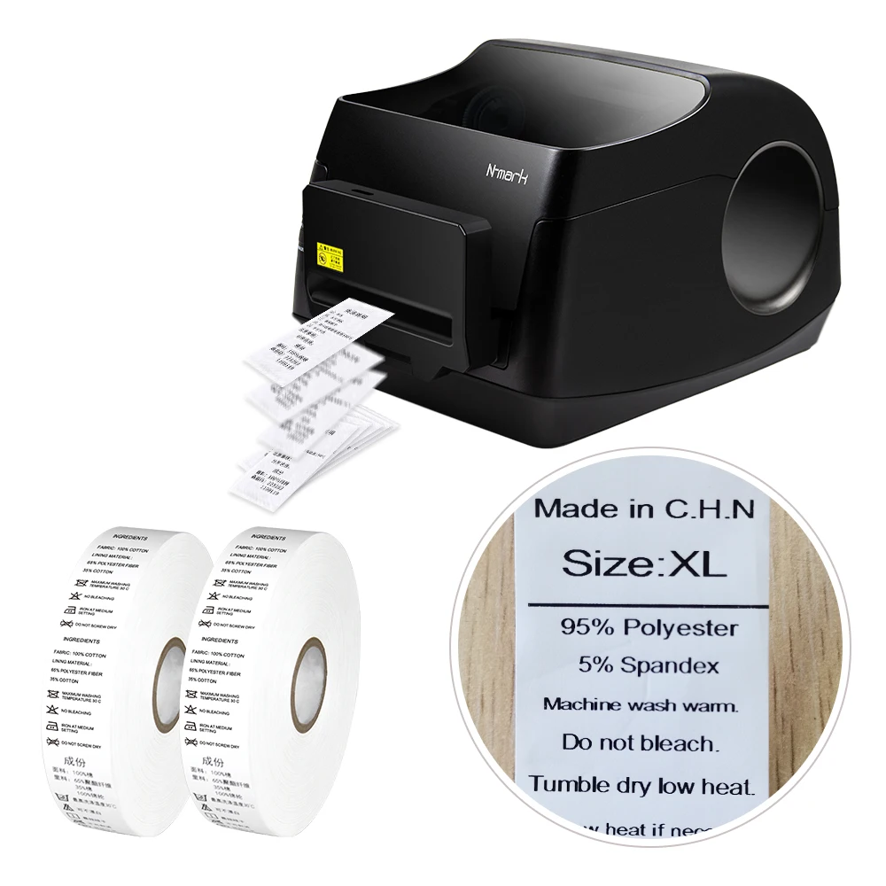 N-mark China Automatically Cutting Cloth Label Ribbon Printer, Garment Shop Multi-pieces Care Label Digital Printing Machine