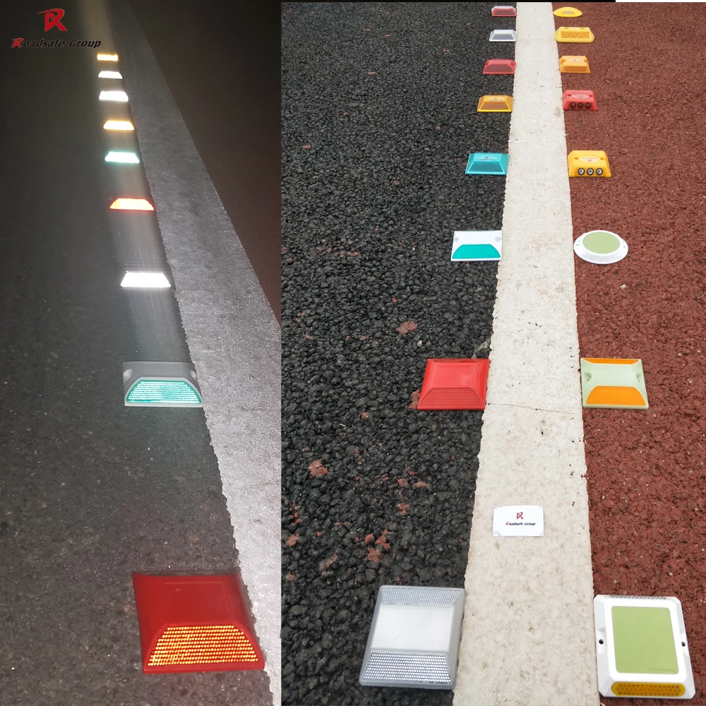 Reflective White Red Yellow Traffic Safety Pavement Road Marker Durable Raised Side Cat Eyes ABS Plastic Road Stud