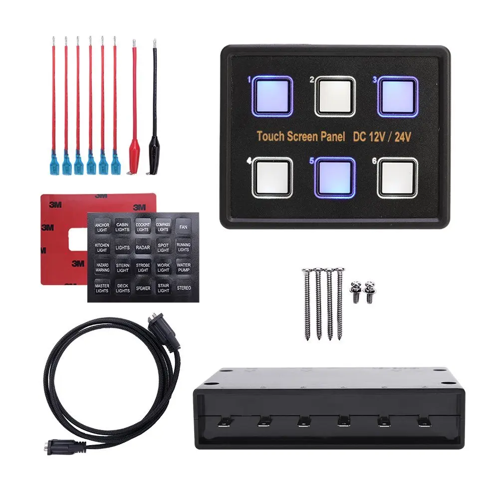 6 Gang LED Touch Screen Switch Control Panel for Car SUV Pickup Boat Truck caravan Camper