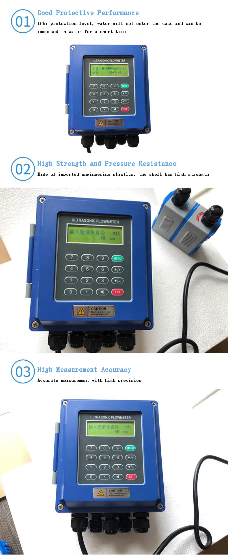 Modbus Portable Ultrasonic Flowmeter Pvc Pipe Ultrasonic Flow Meter