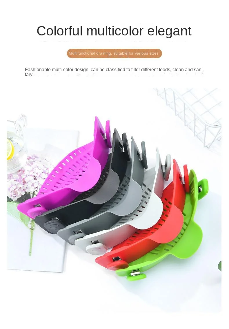 Food Grade Silicone Pot Strainer Drainer Pour Vegetables Leak Proof