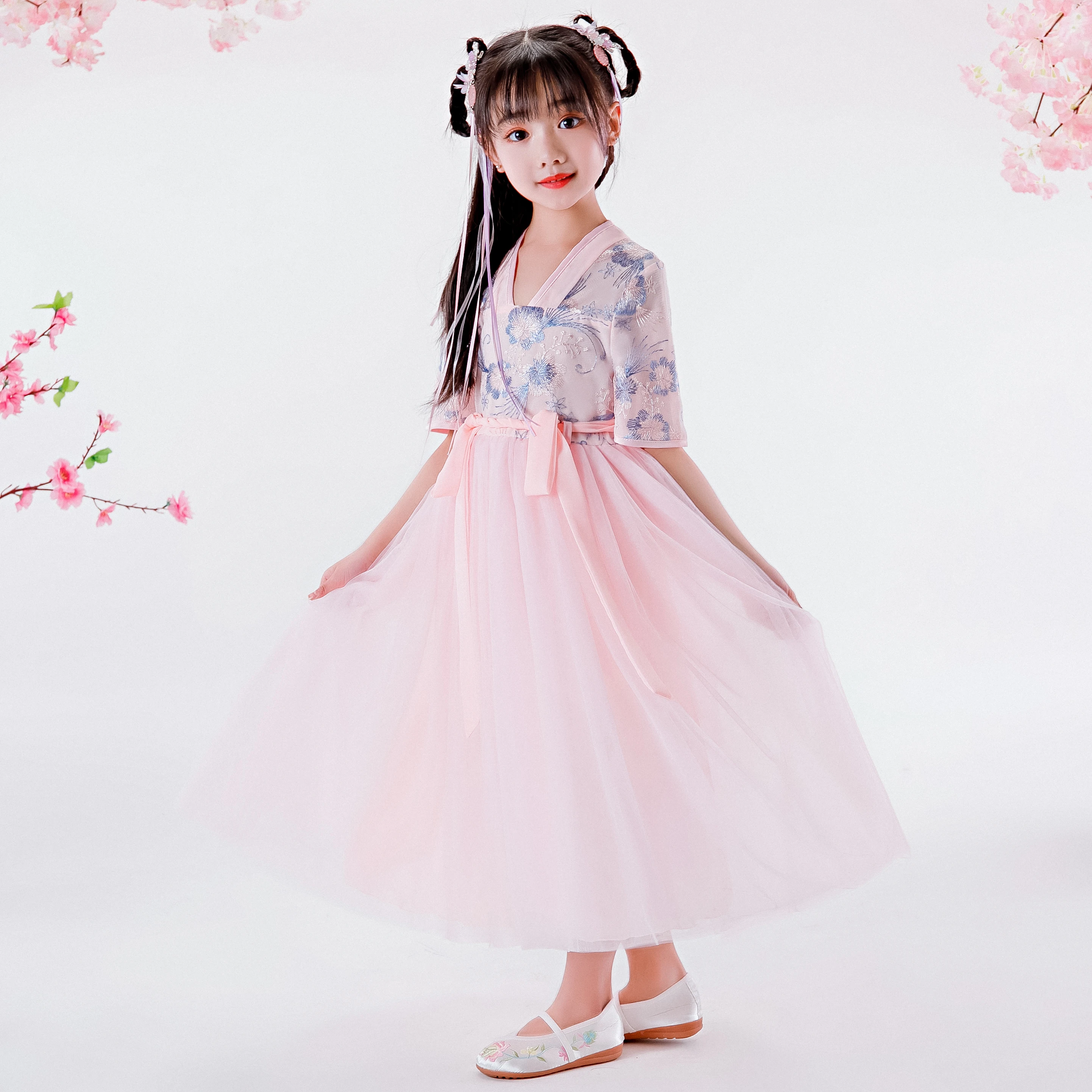 婴儿汉族中式服装女童裙子复古西装女孩套装 - buy han chinese skirt