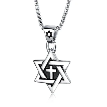 Personalised Popular Lucky Charm Five Pointed Star Cross Necklace Pendant