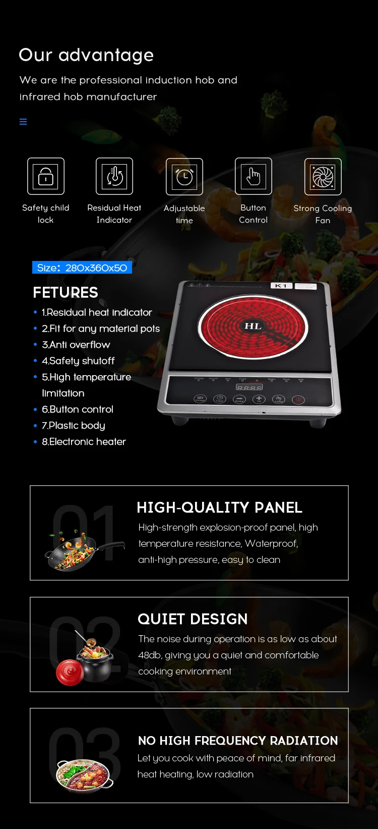 High Demand Products Button Control Plate Plastic Body Infrared Induction Cooker