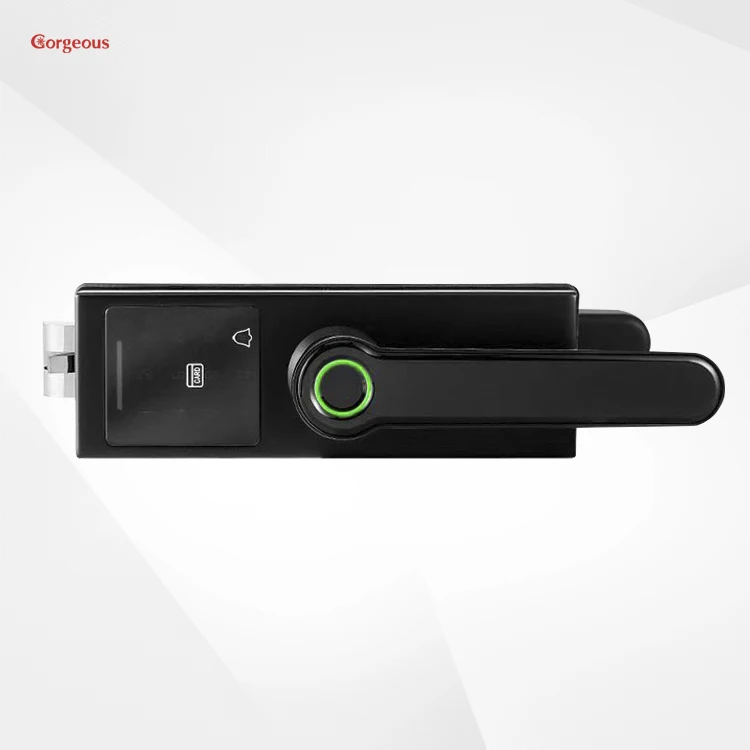 security fingerprint office bathroom lock electric frameless digital finger handle biometric smart lock for full glass doors