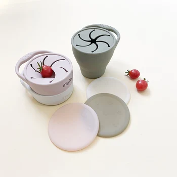 Top Selling Food Grade Baby Snack Container Silicone Snack Cup With Lid Baby Collapsible Snack Cup With Factory Price