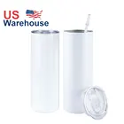 USA Warehouse stocked stainless steel double wall insulated coffee mug white 20 oz straight skinny blank sublimation tumblers