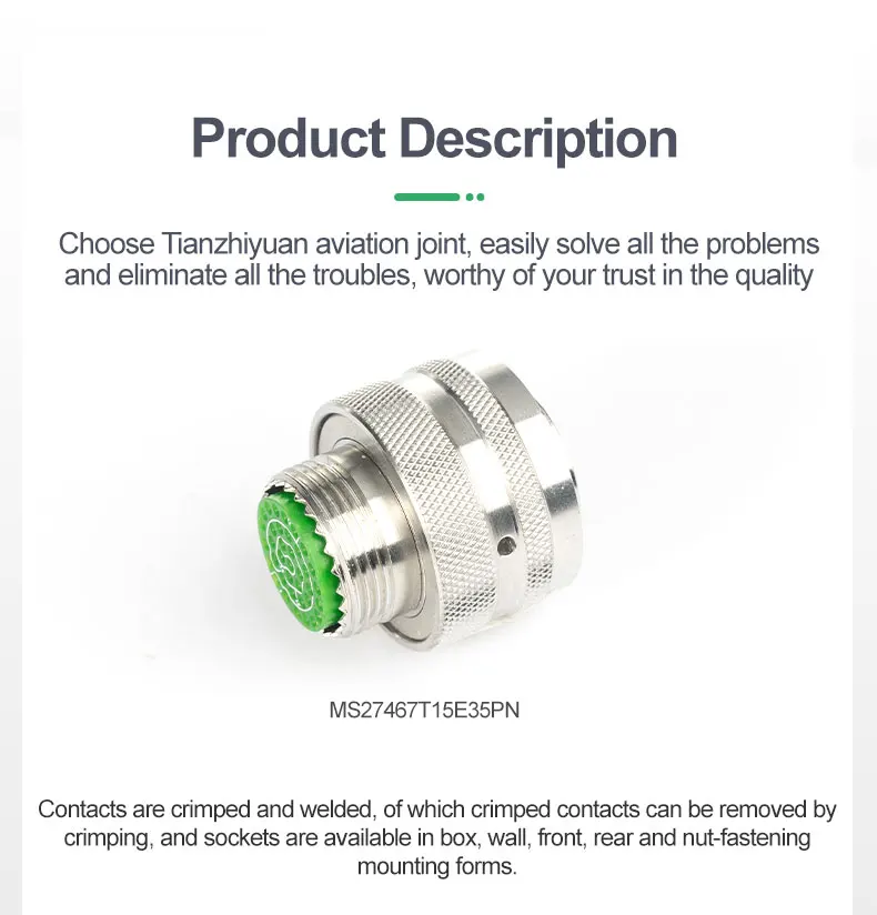 High Quality 37 Pin Plug Waterproof Connectors D38999 Cadmium Plated