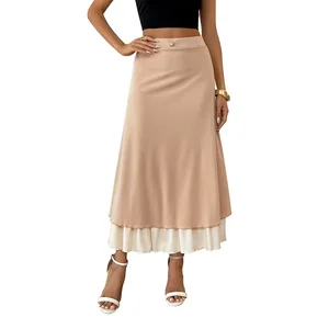 Women's High-Waist Summer Satin Skirt Cross-Border Casual Style Yarn Dyed Wholesale Skirt