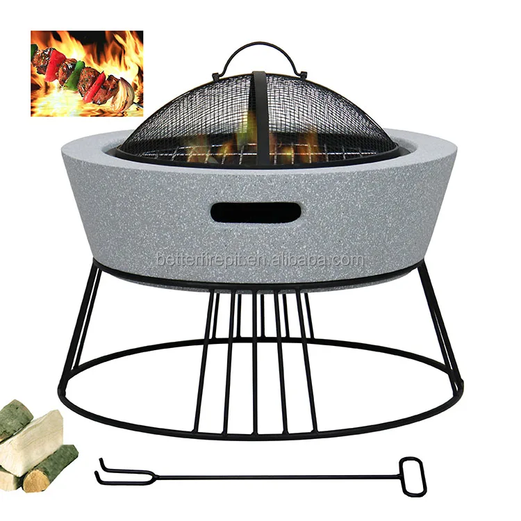 Simple And Classical Metal Stand & Mgo Body Fire Pit Table Fireplace