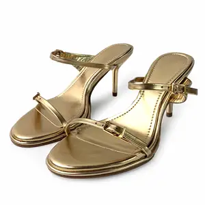 New Design Formal Women's High Heel slippers Wedding Weave Pinch Foot Shoes Frenulum Narrow Strap Cross Belt for Ladies