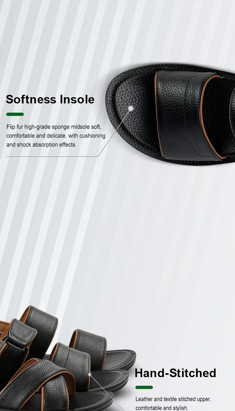 Made In China Outdoor Indoor Cheap Price Beach Hiking Biking Man Sandals Black Good Leather