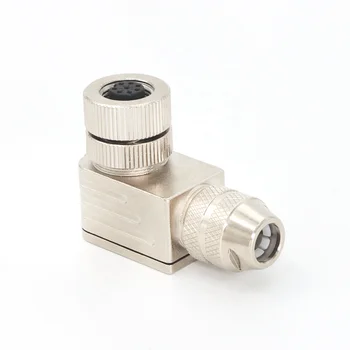 KRONZ M12 Angled Connector 3/4/5/8/12 Pin A Code Waterproof IP67 Female Industrial Metal M12 Connector 8 Pin