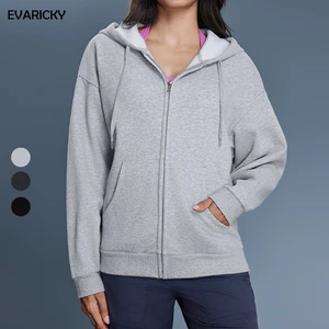 Evaricky New Winter Loose Fleece Women's Casual Hoodie High Quality Sportswear Soft Gym Outdoor Fitness Sweatshirt Front Logo