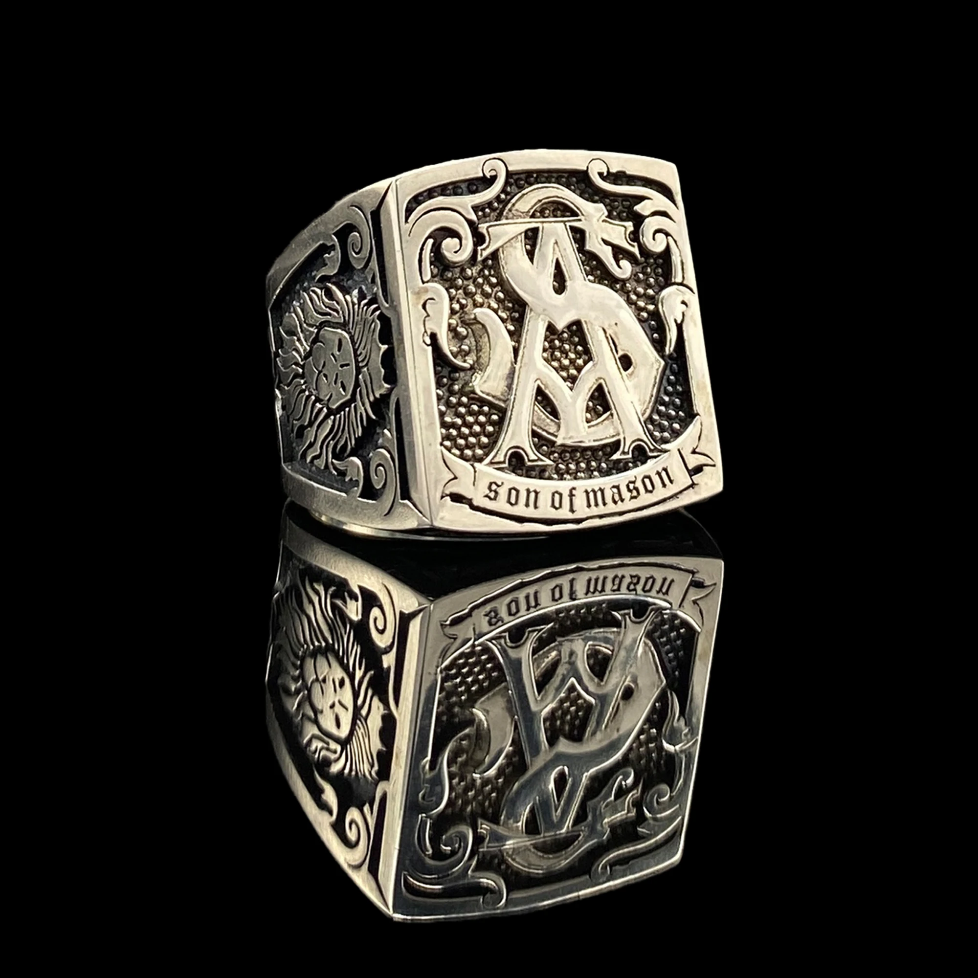 925 Sterling Silver Masonic Ring Trendy Customizable