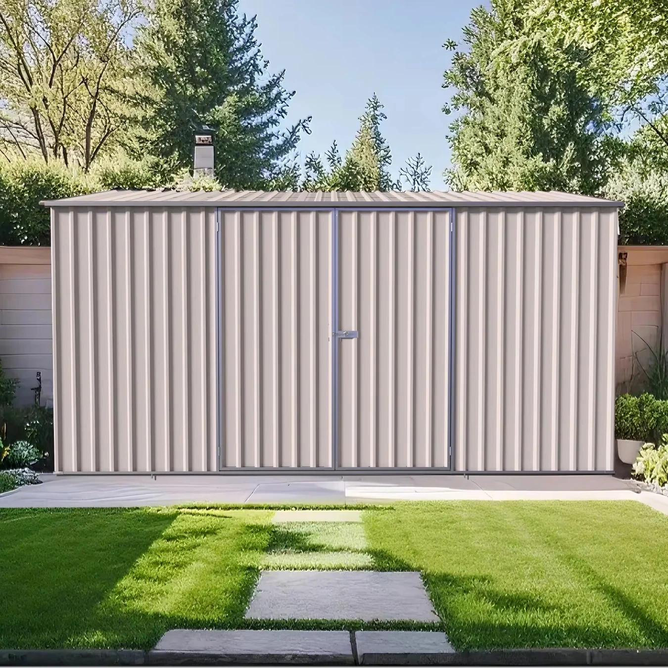 G1408-H200-2H Outdoor Waterproof Metal Shed Kit for Garden Storage