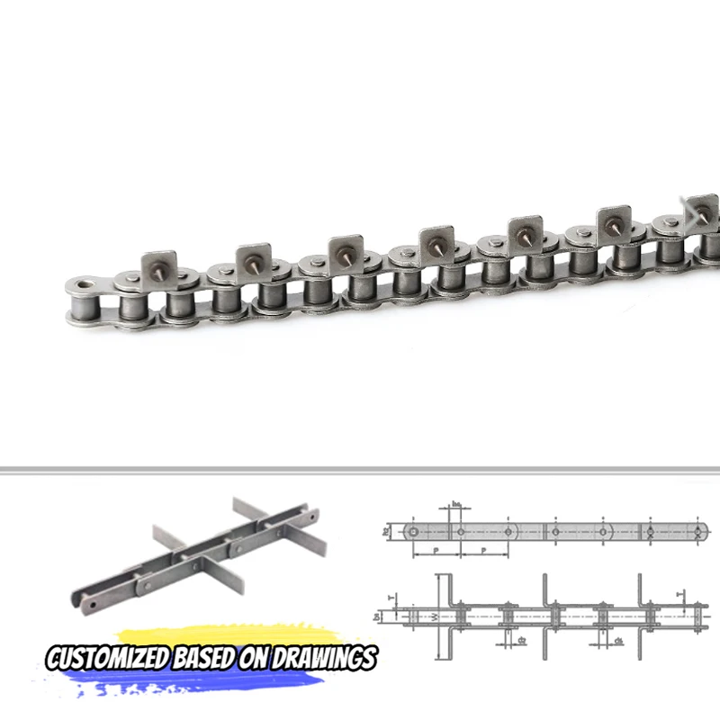 16b-2 08b 32b 48b Stainless Steel 40 Mn 100 Transmission Conveyor Short Pitch Roller Chain With Attachment